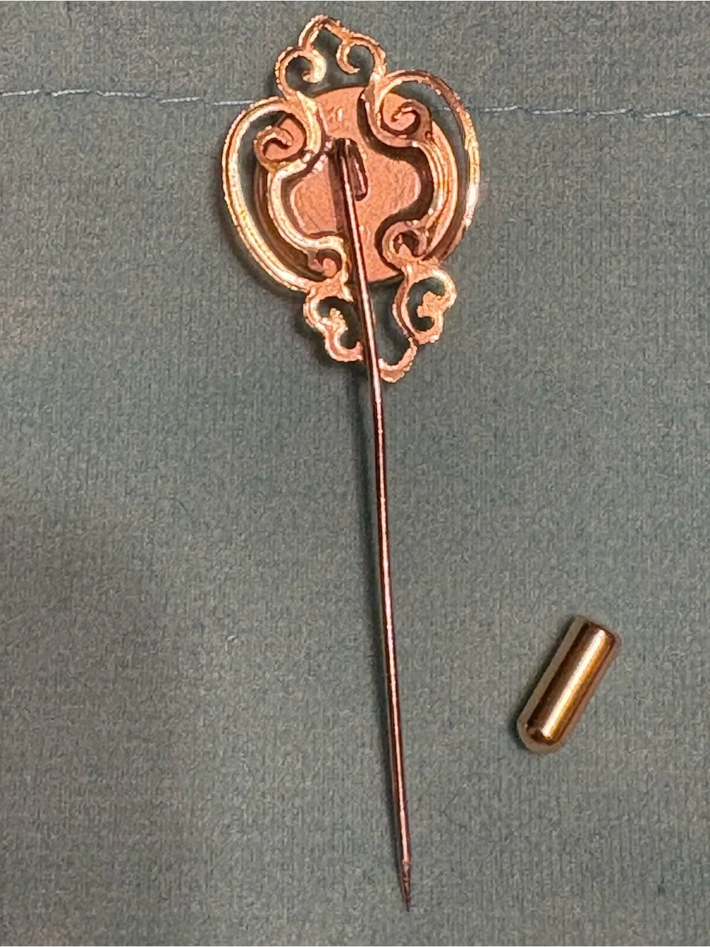 Dainty Vintage Gold-Tone Stick Pin with Iridescent Opal Cabochon